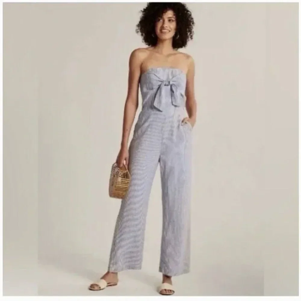 Abercrombie & Fitch Strapless Bow Jumpsuit Sage Green 8 NWT